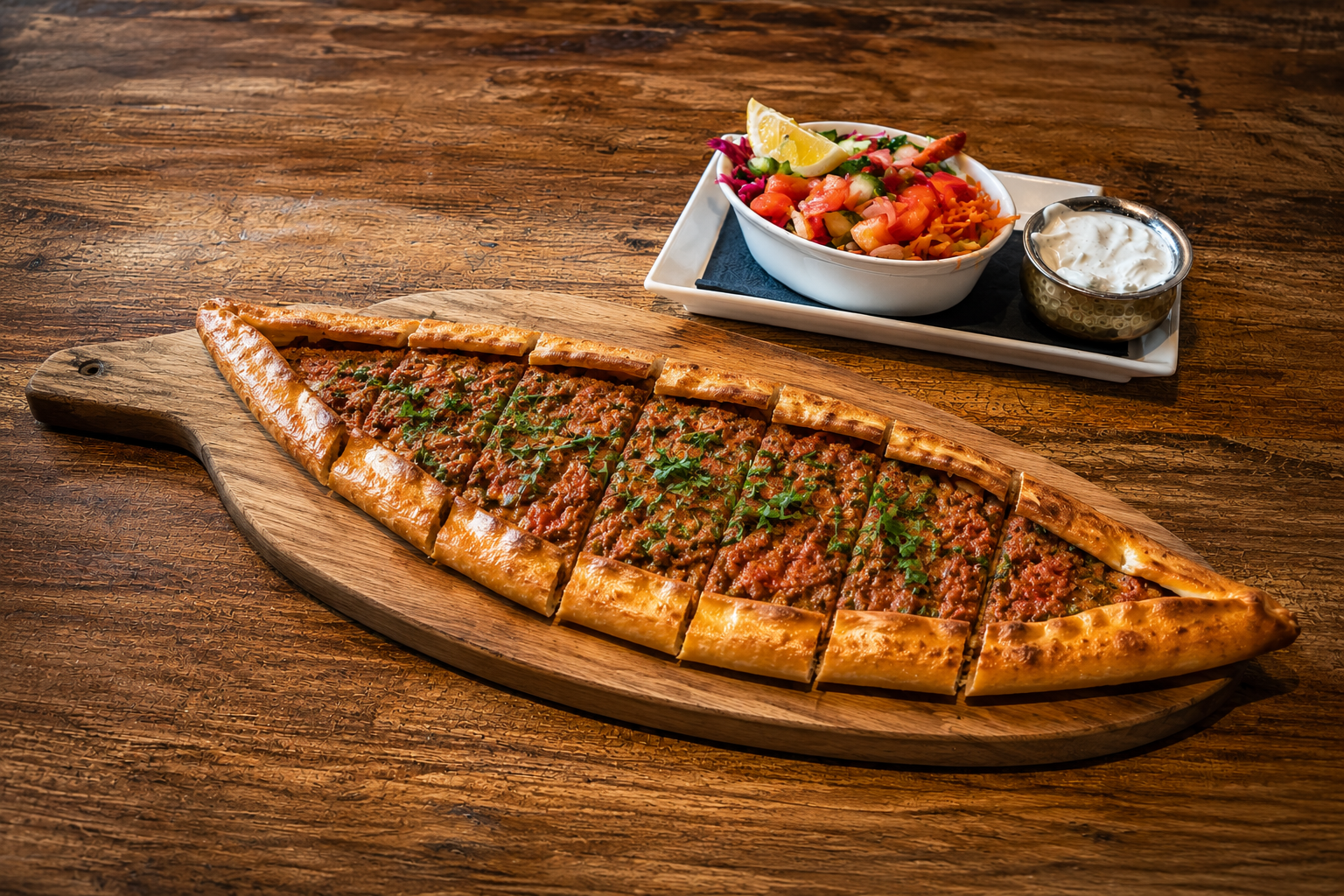 Minced lamb pide at Gallio
